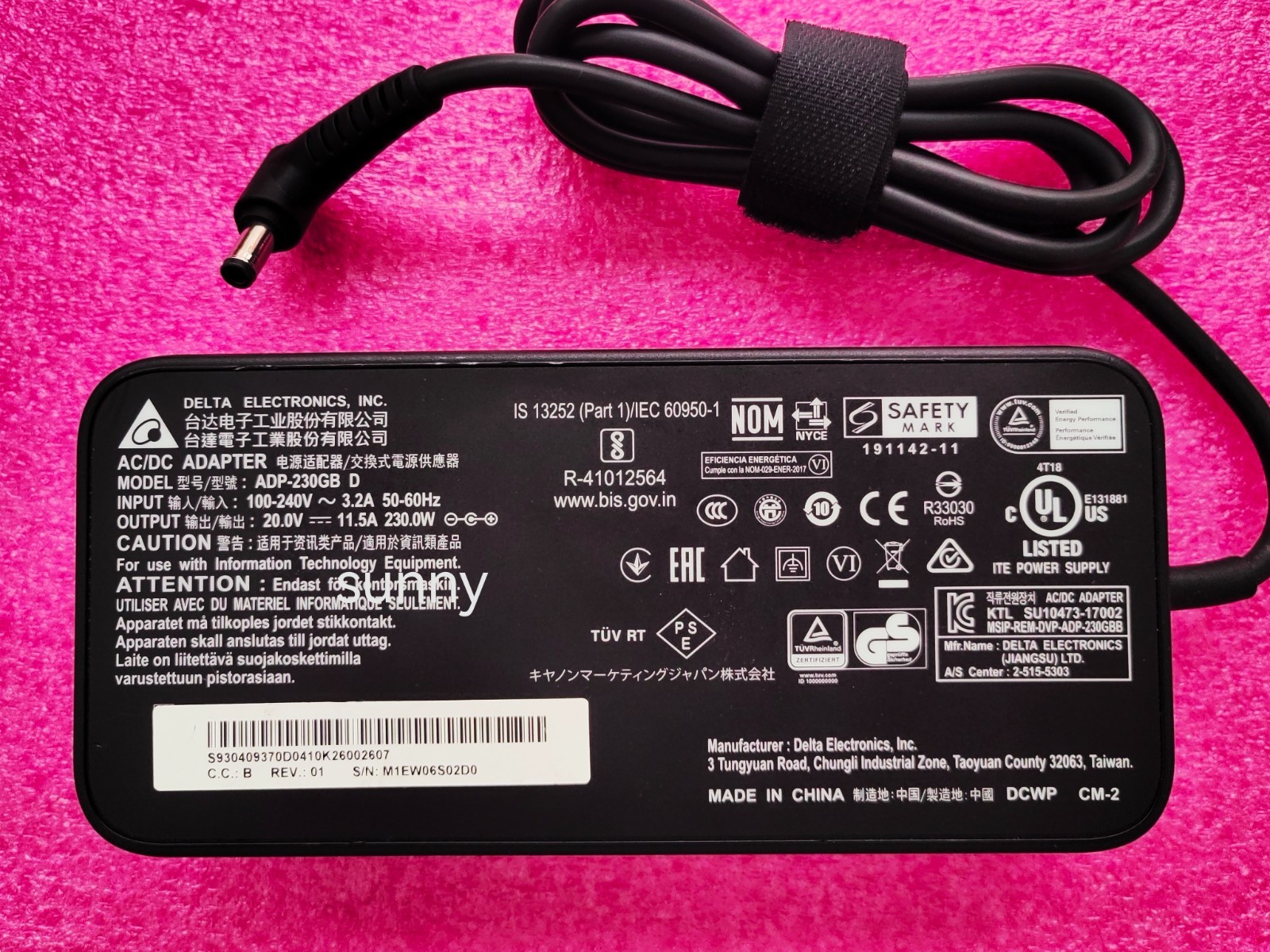 Delta 20V 11.5A 230W ADP-230GB D For MSI MS-16V3 Stealth GS66 10UG 100%Original