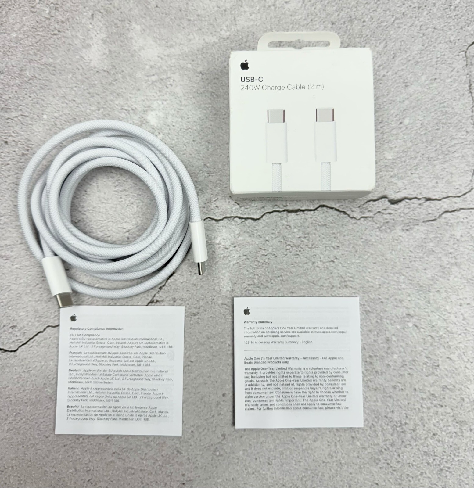 Apple 240W USB-C Charge Woven Cable (2 m) 6.6 ft   Macbook White OEM original