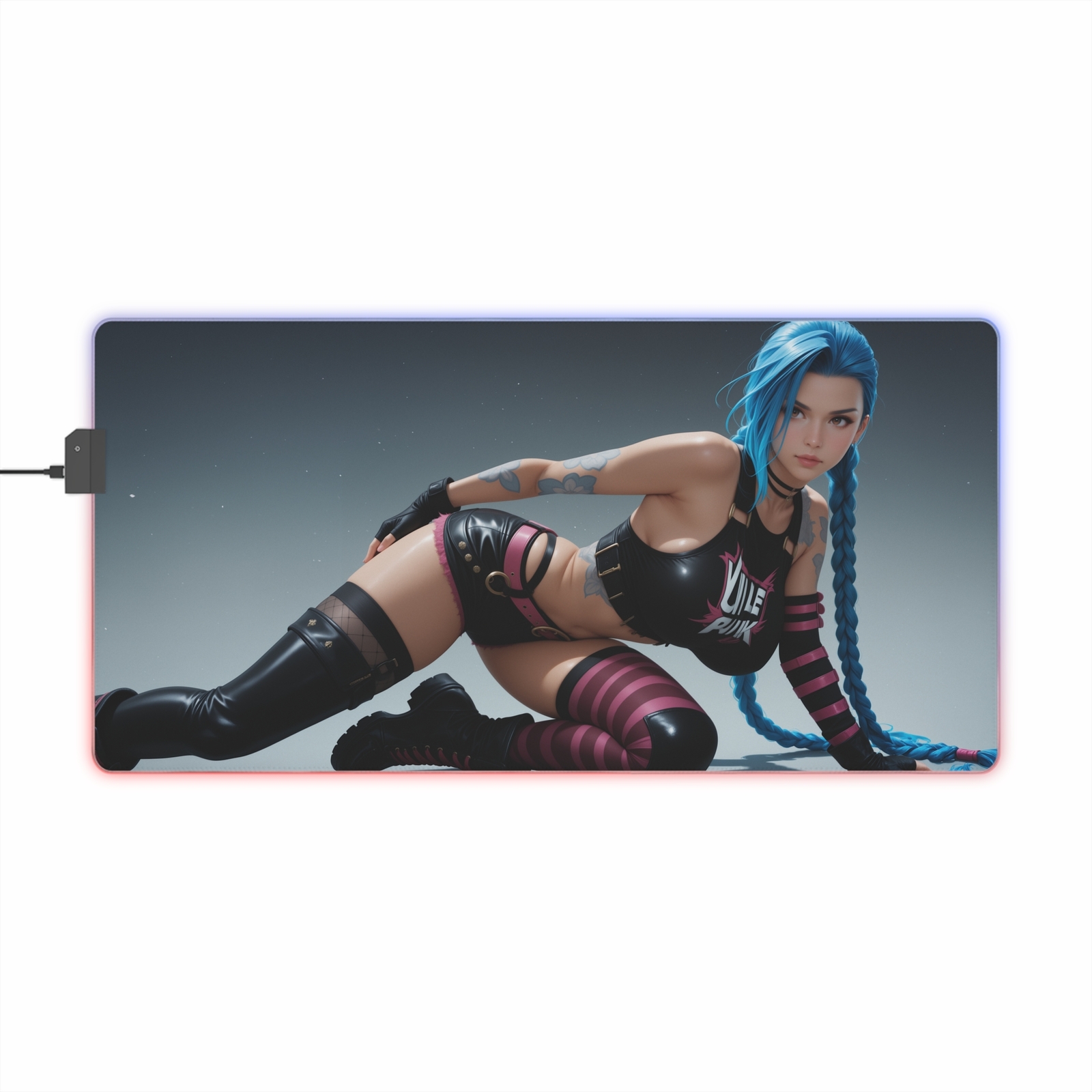 Jinx RGB LED Desk Mat – Huge Gaming Mouse Pad, LoL Print, Glowing Surface