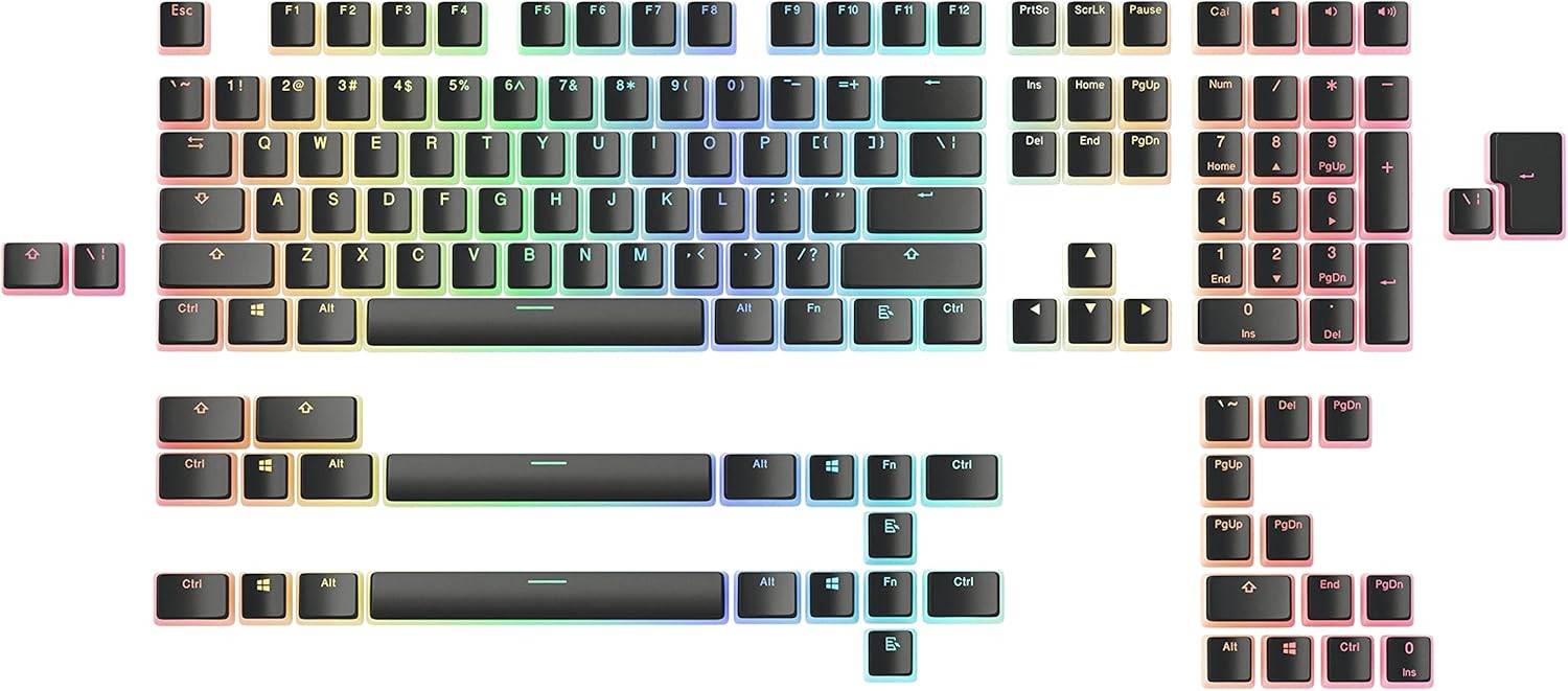 Glorious Aura V2 PBT Pudding Keycaps for Mechanical Keyboards - Black RGB - ANSI