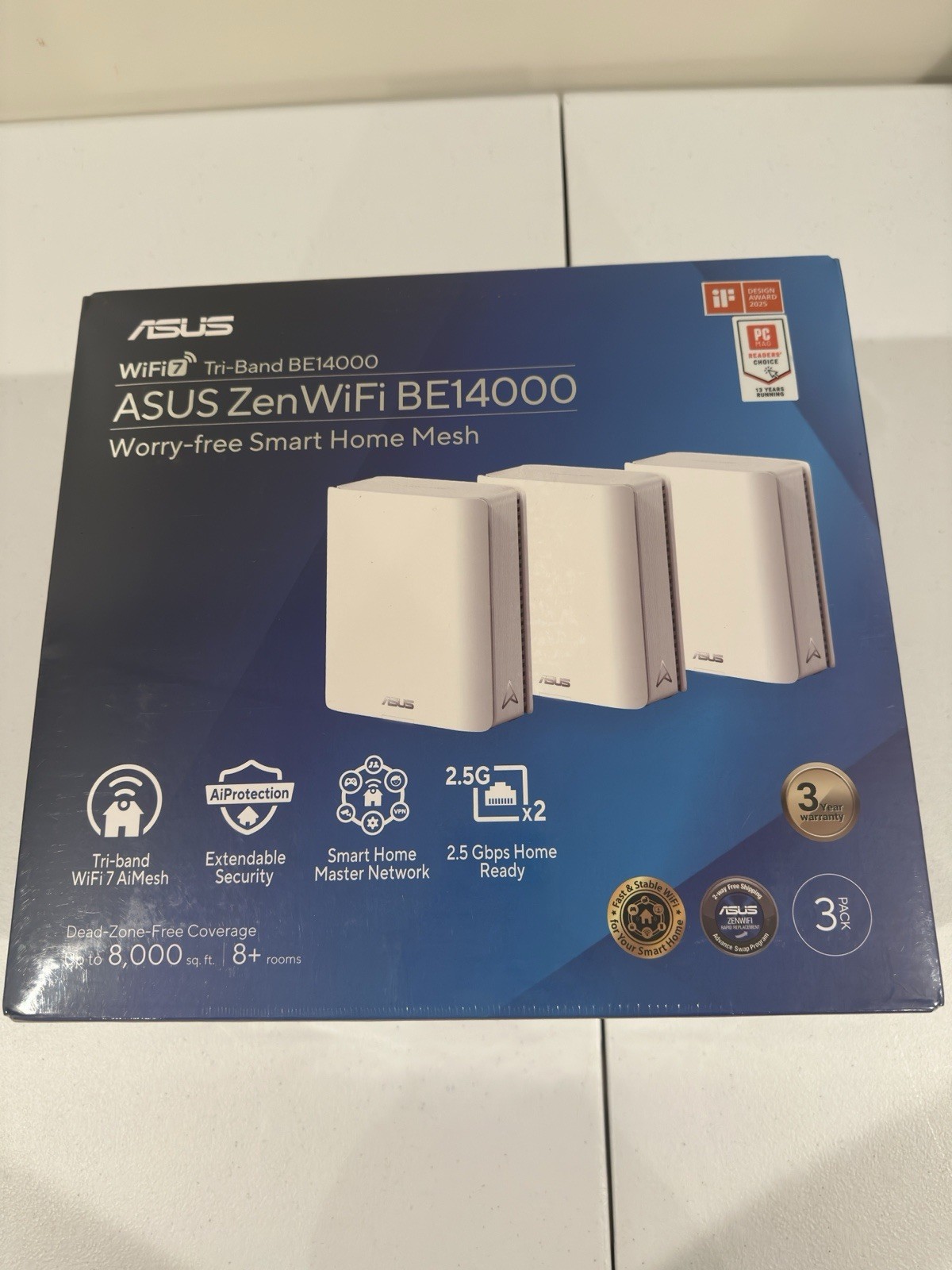 ASUS ZenWiFi BE14000 WiFi 7 Tri-Band Mesh System 3-Pack NEW SEALED