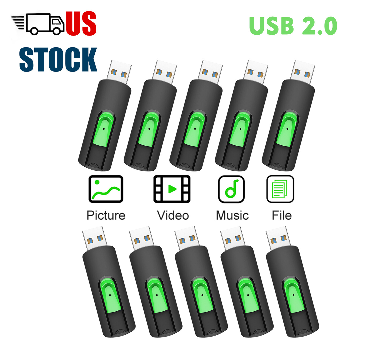 32/64/128GB Flash Drive USB 2.0 Thumb Drive Memory Stick Drive For PC/Laptop Lot