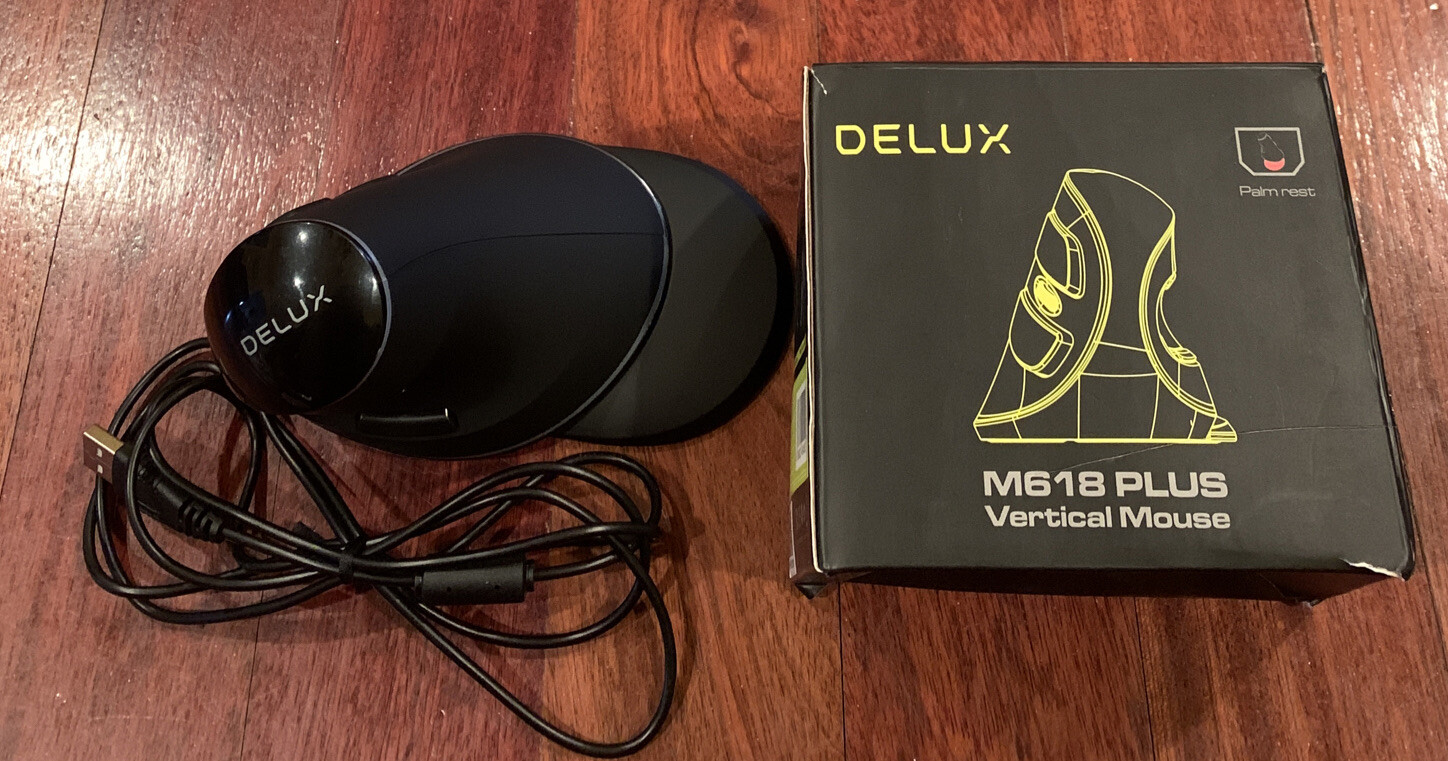 DELUX Wired Ergonomic Vertical Mouse Large RGB Ergonomic Computer Mouse M618Plus