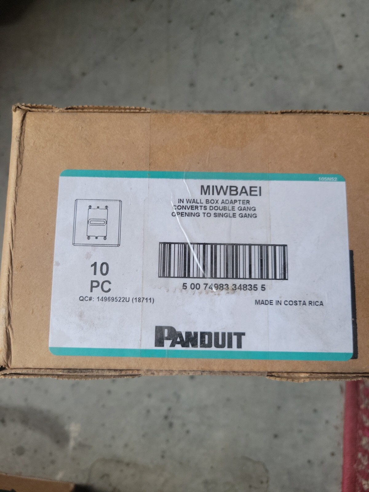 10 Panduit (MIWBAEI) - Surface Box Adapter Converts Double Gang to Single Gang