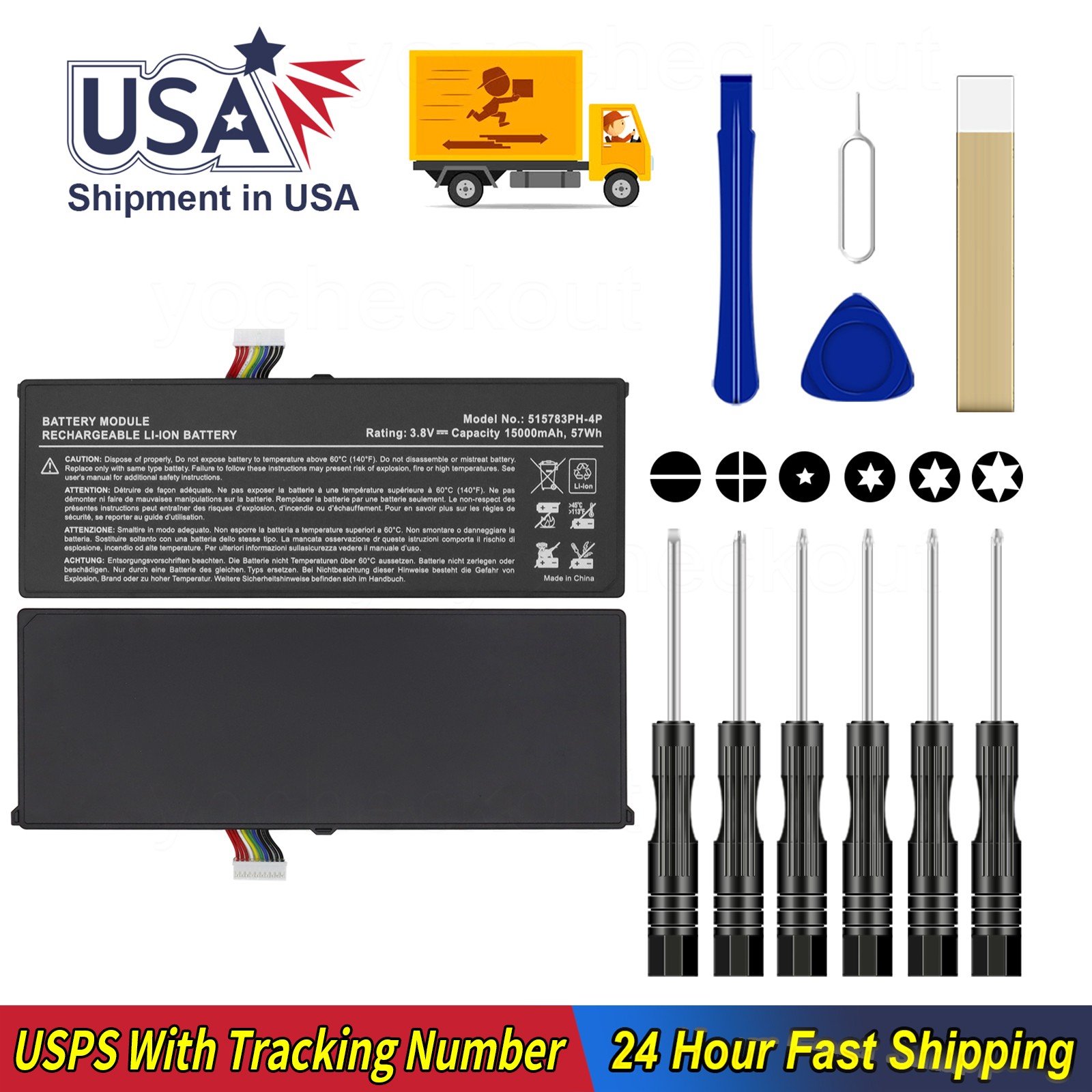515783PH-4P MLP515783-4P Battery For AUTEL MK908P MAXICOM MK908 Pro MS919