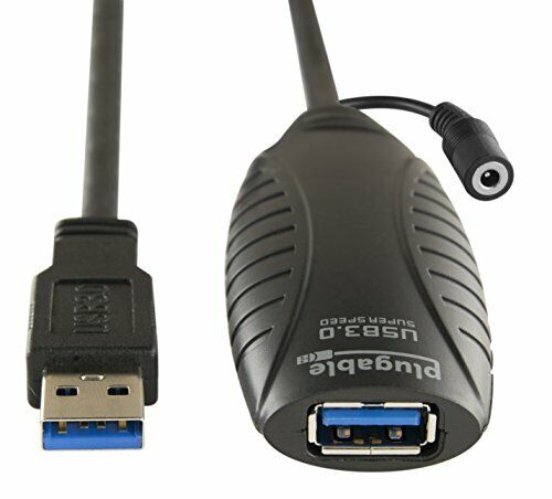 Plugable 10 Meter (32ft) USB 3.0 Active Extension Cable with AC Power Adapter