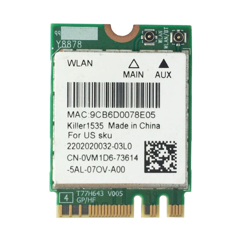 Genuine Killer 1535 Dell Alienware 15 17 R3 Wireless Wi-Fi WLAN Card  TESTED 