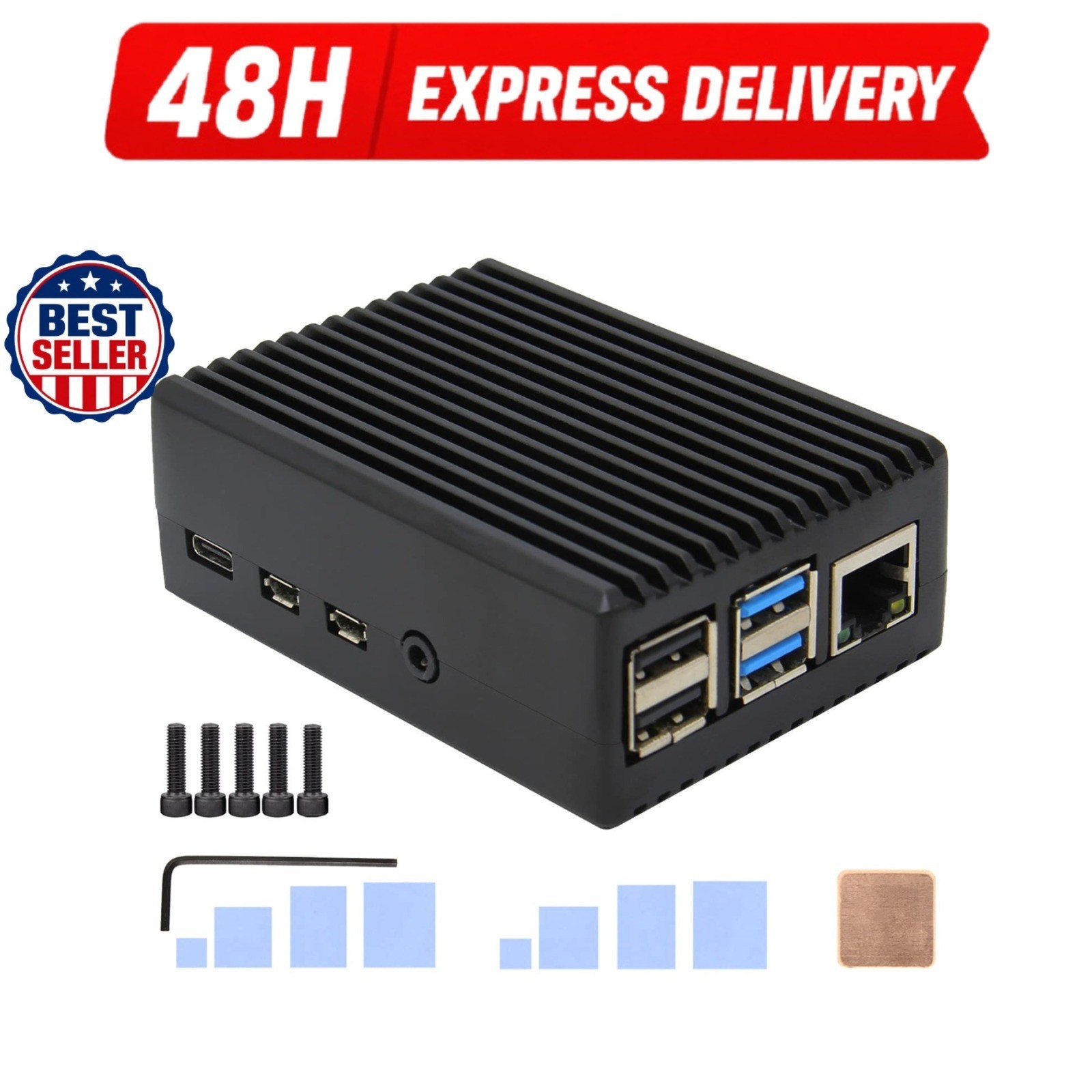 Geekworm P173 Aluminum Case for Raspberry Pi 4 | Fanless Passive Cooling