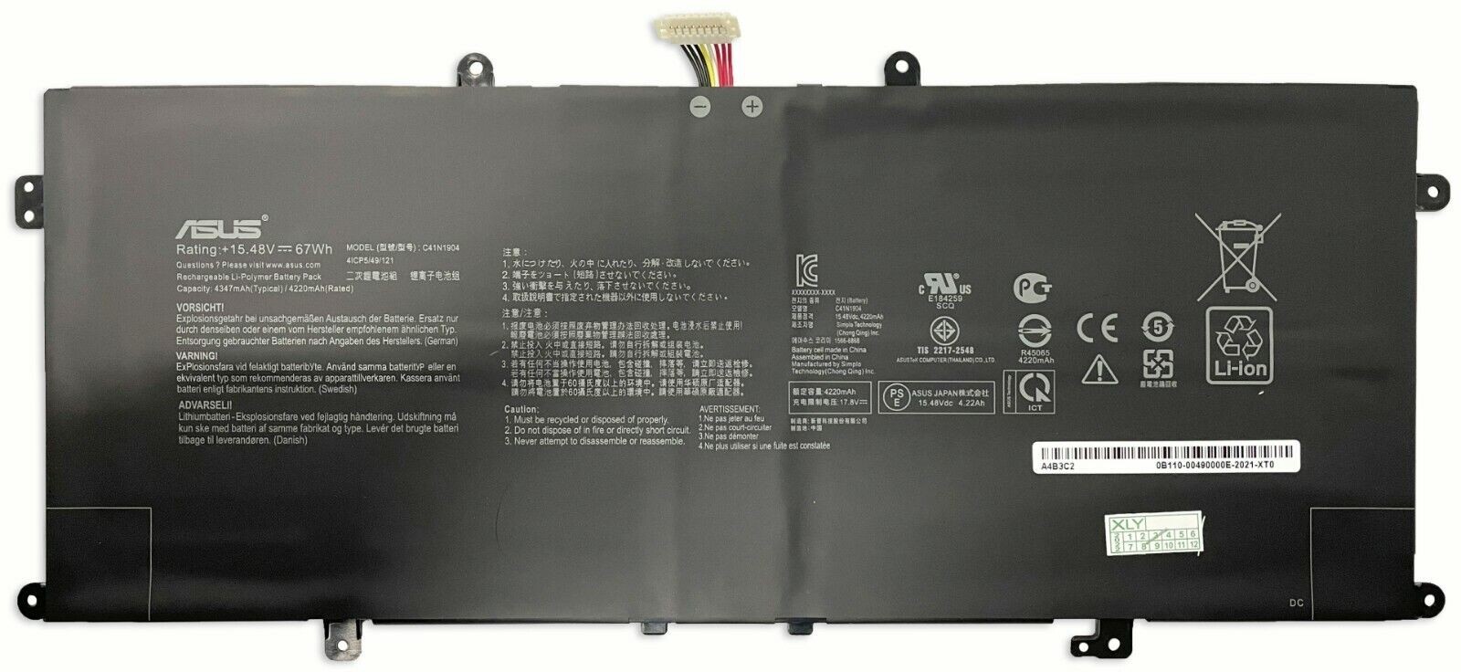 C41N1904 Original Battery For Asus C41N1904-1 UX325JA UX393JA UX425IA UX425JA