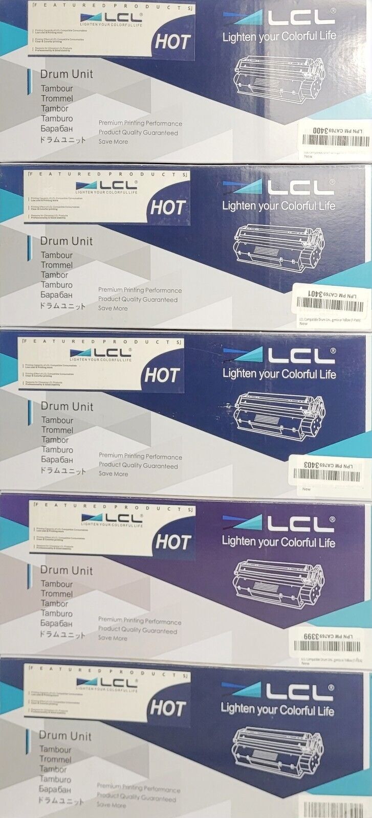 LCL Compatible Drum Unit Replacement for Printer Brother DR-223 DR223, Pack of 5