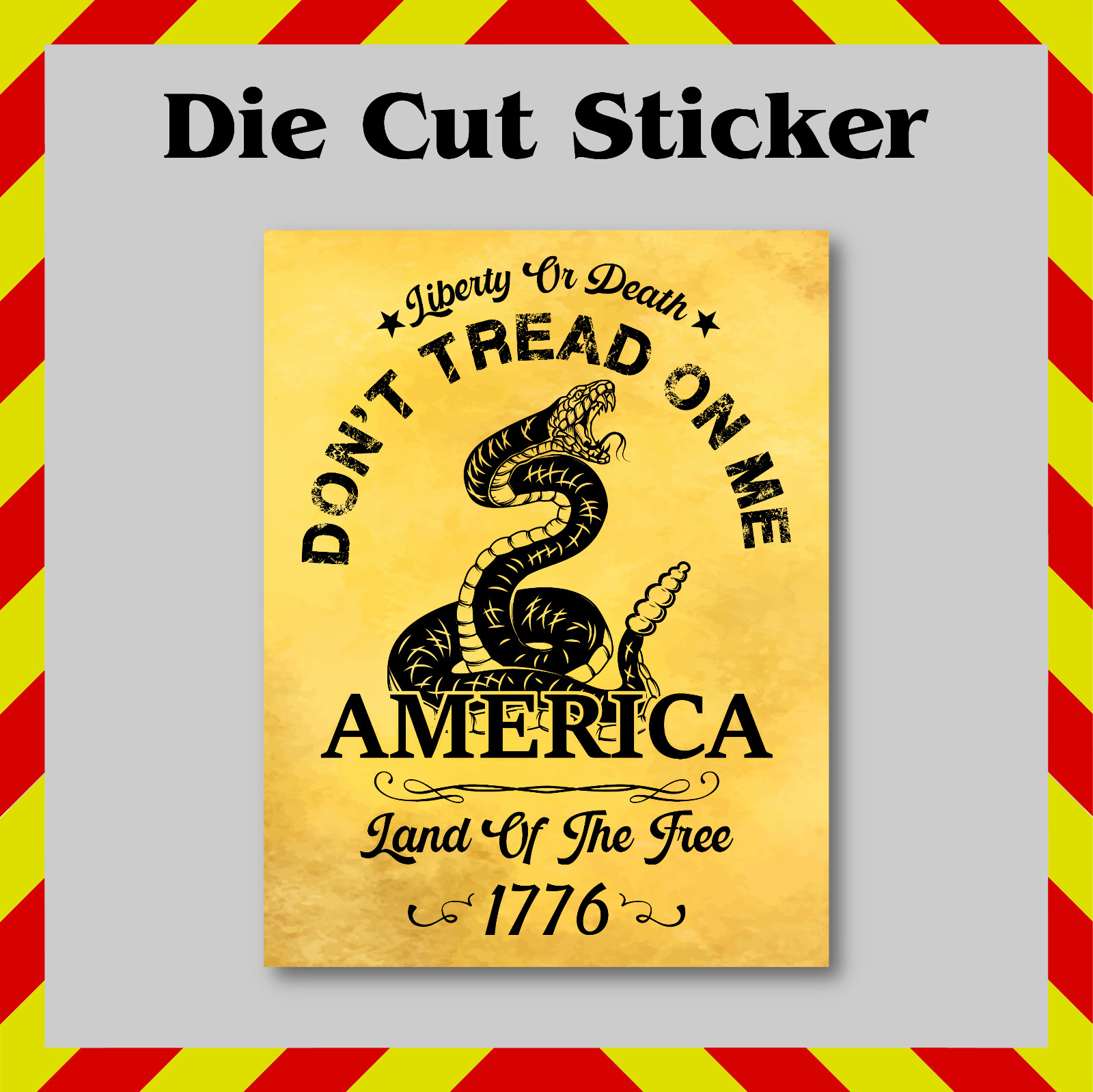 Don't Tread On Me Sticker, Land of the Free Vinyl Die Cut Printed Decal