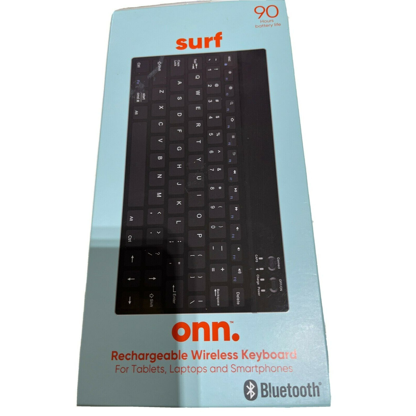 New Onn Rechargeable Bluetooth Wireless Keyboard, Apple & Android Tablets Phones