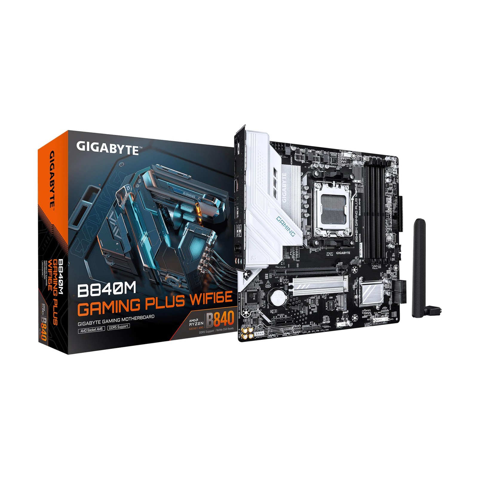 GIGABYTE B840M GAMING PLUS WIFI6E AMD AM5 mATX Motherboard, Support Ryzen 900...