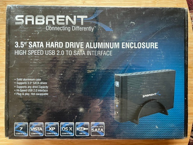 Sabrent 3.5” SATA Hard Drive EC-STUK External Enclosure USB 2.0 Connection
