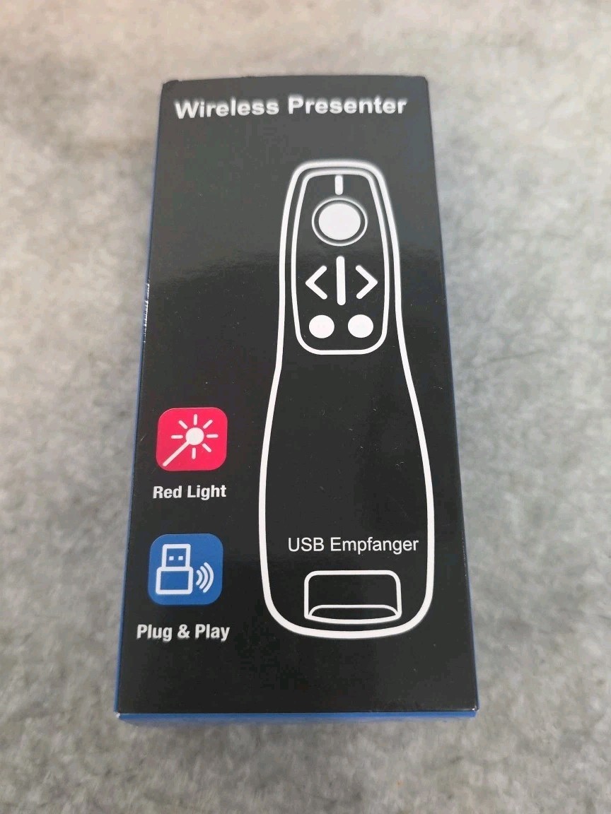Presentation Clicker with Red Laser Pointer RF 2.4GHz USB Wireless for Computer