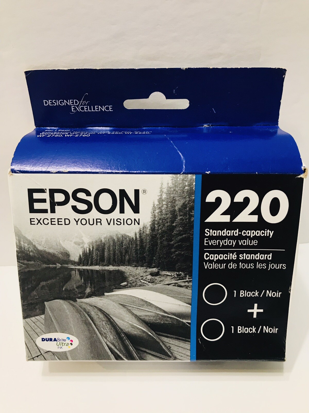 BRAND NEW Epson 220 T220120-D2 Black Ink Cartridge - (2) X 2 Pack Total 4 Inks