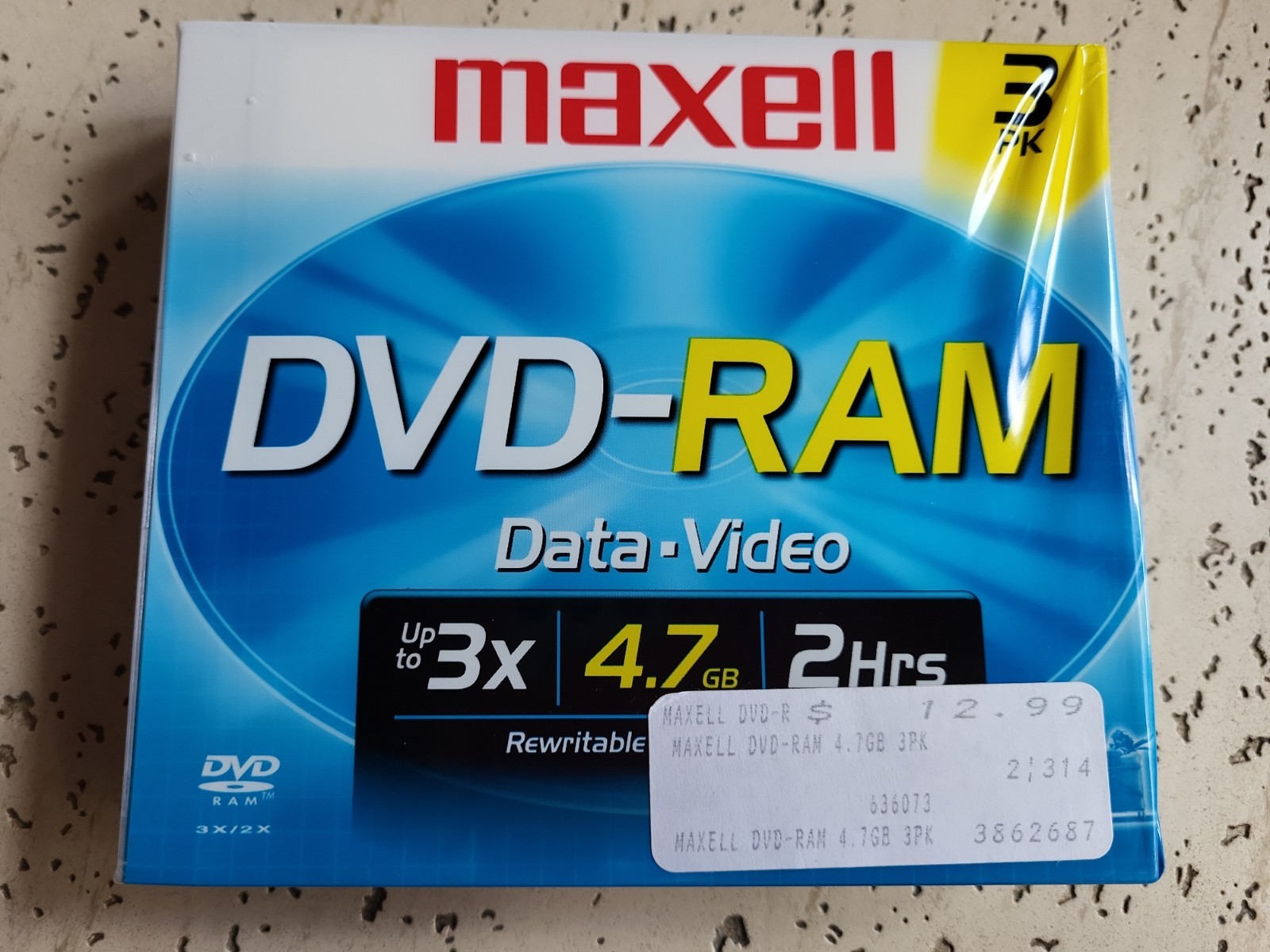 Maxell DVD-RAM Data-Video Disc Rewritable 4.7GB 2 Hours 3 Pack Sealed New