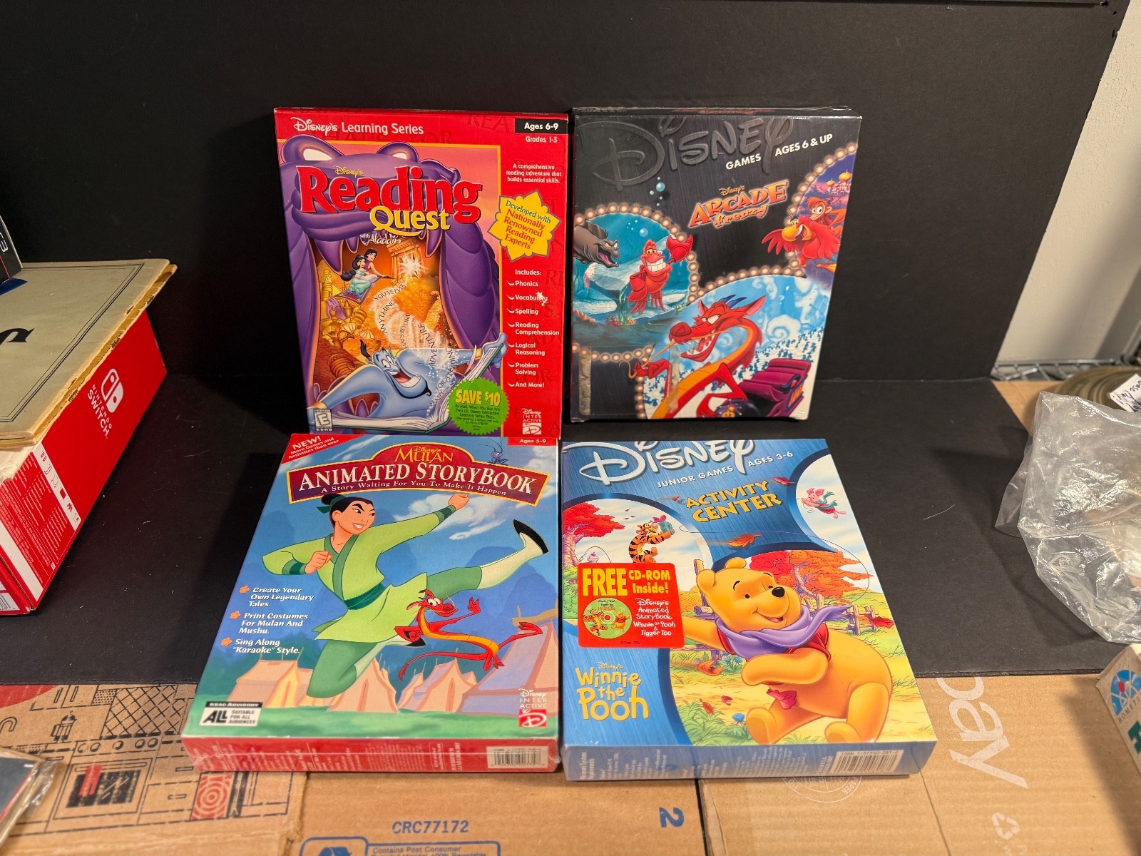 Disney PC Game Big Box Lot Mulan Winnie Aladdin Arcade Frenzy New Sealed