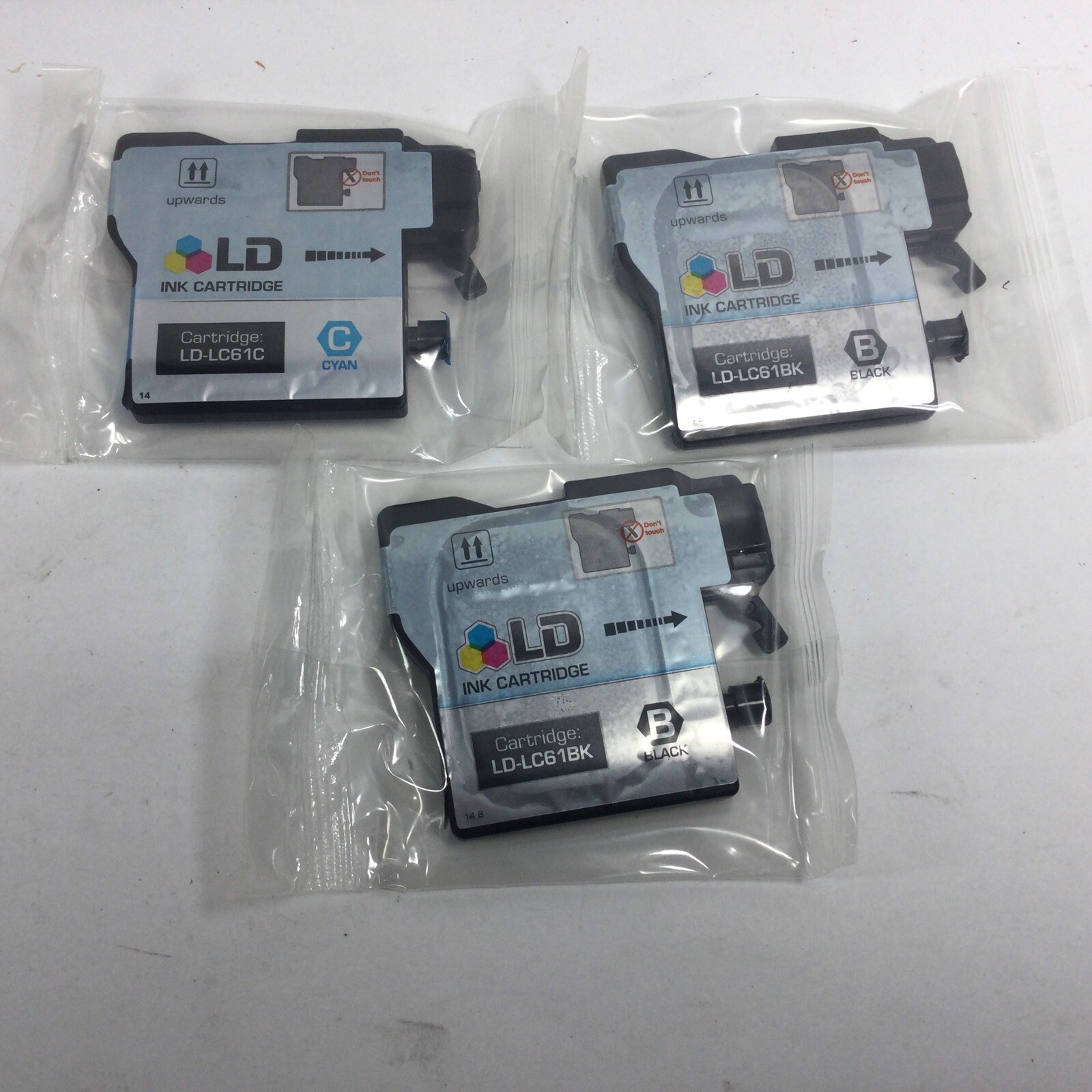 LD-LC61BK Printer Ink Cartridge Lot 2 Black 61BK + 1 Cyan 61C New Sealed