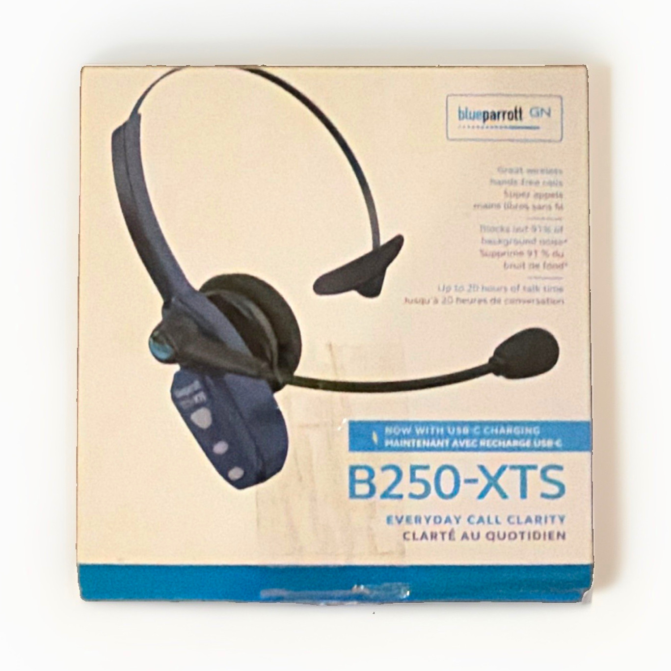 BlueParrott B250-XTS Bluetooth Wireless Mono On-Ear Boom Mic USB-C Charge