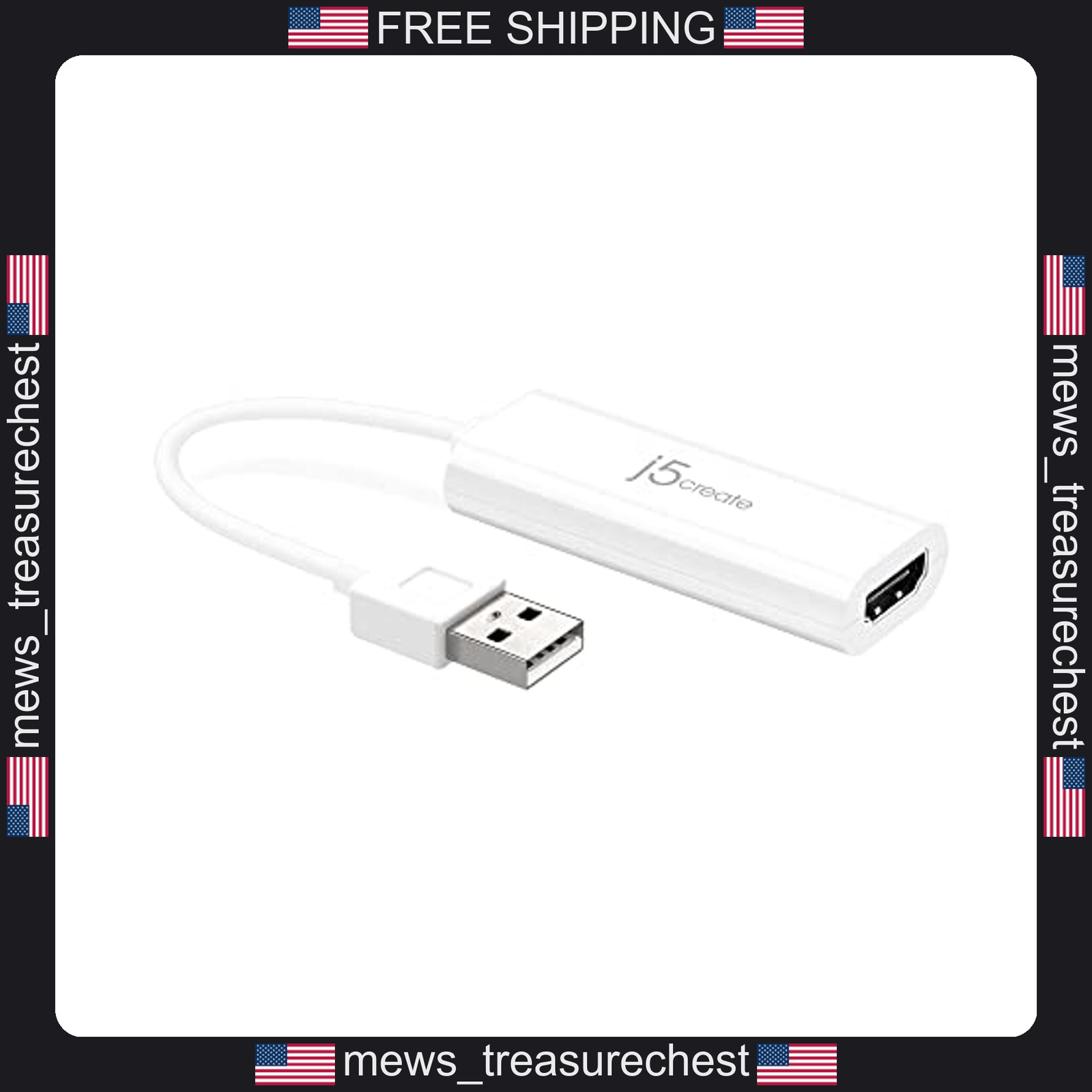 j5create USB 2.0 HDMI Display Adapter for PC, 1080P, External Graphics