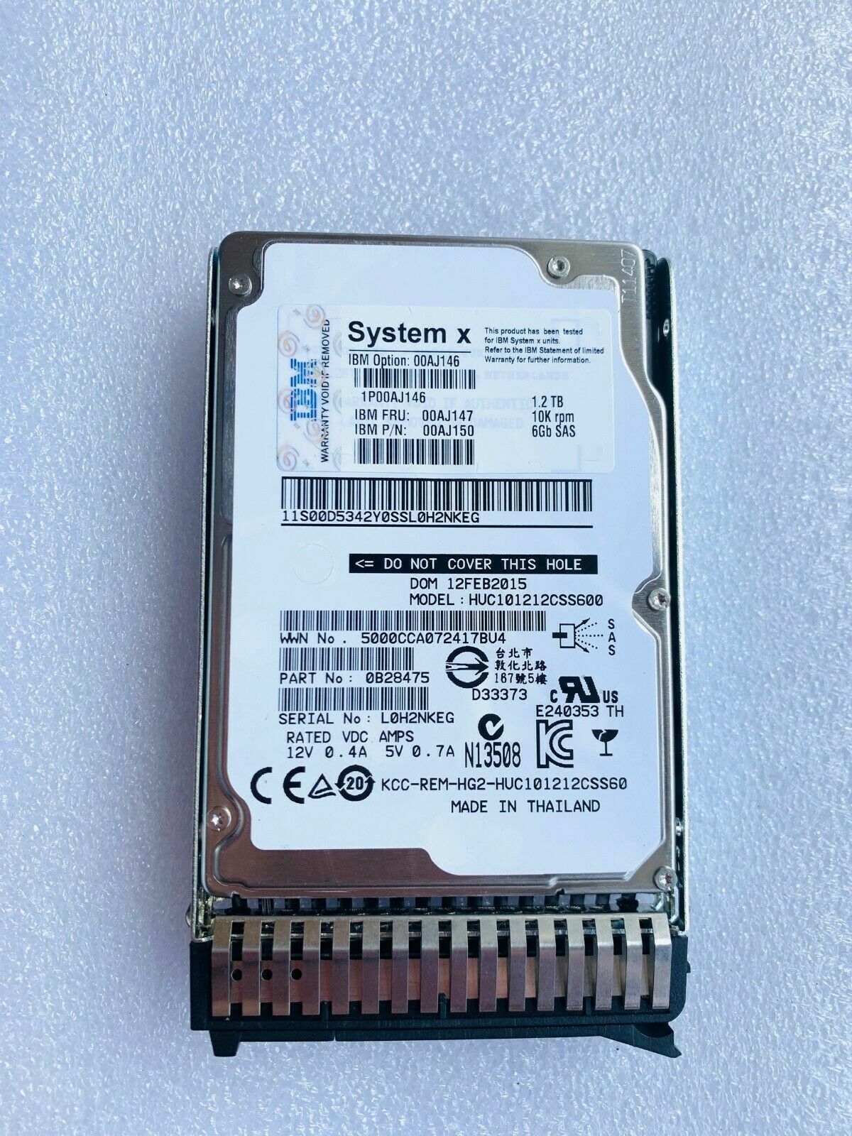 IBM 1.2TB 00AJ146 00AJ147 00AJ150 2.5 in 1.2TB 10K 6Gb/s SAS G3HS HDD Hard Drive