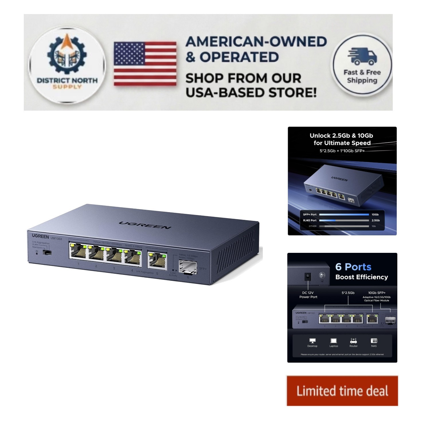 Unmanaged 6-Port Ethernet Switch 2.5Gb & 10Gb SFP+ - Plug & Play Flexibility