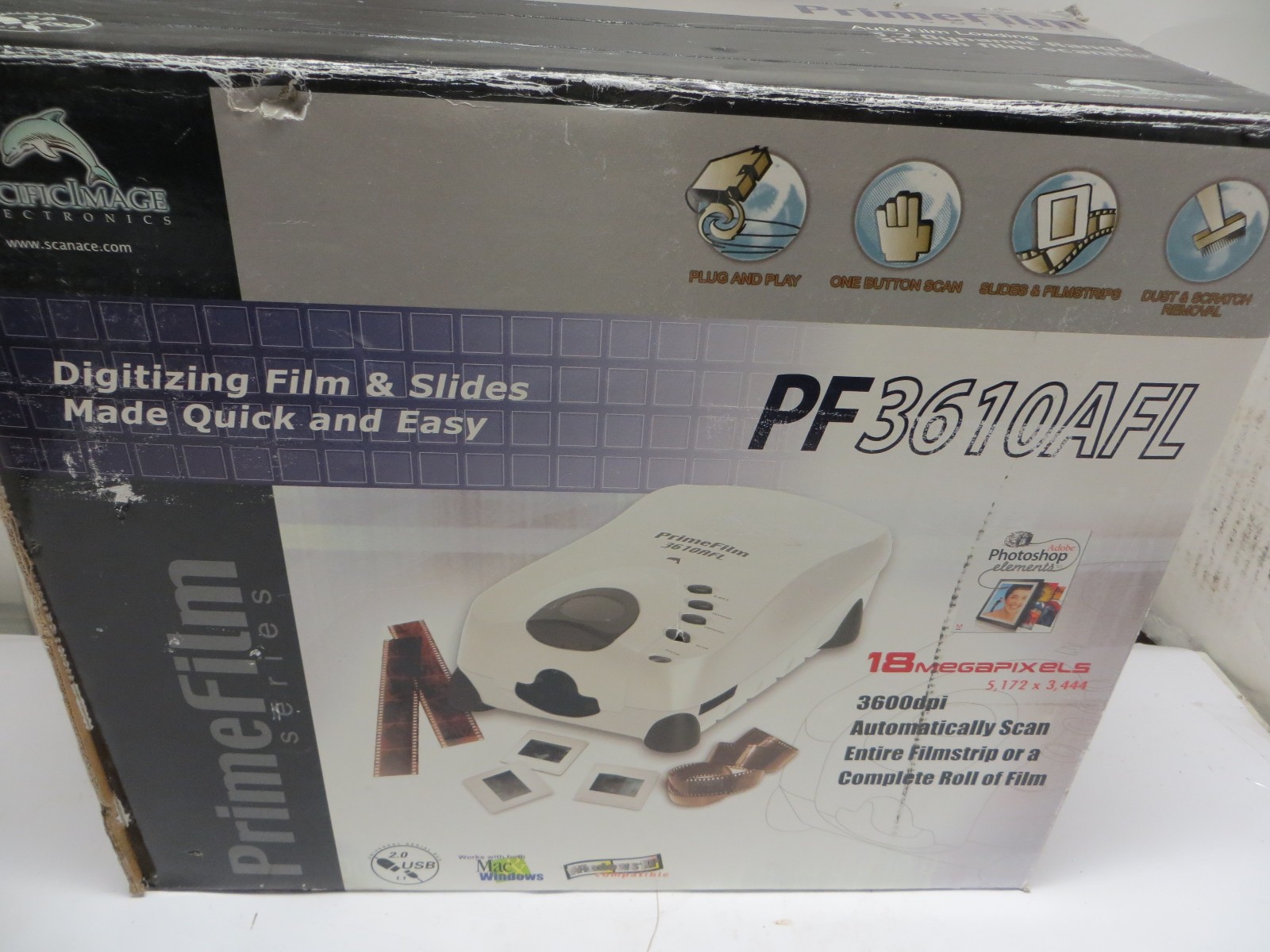 Pacific Image PrimeFilm 35mm Auto Negatives Film Loading Slides Scanner USB