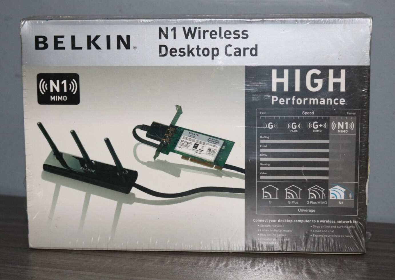 BELKIN N1 MIMO N1 WIRELESS DESKTOP CARD , NEW 