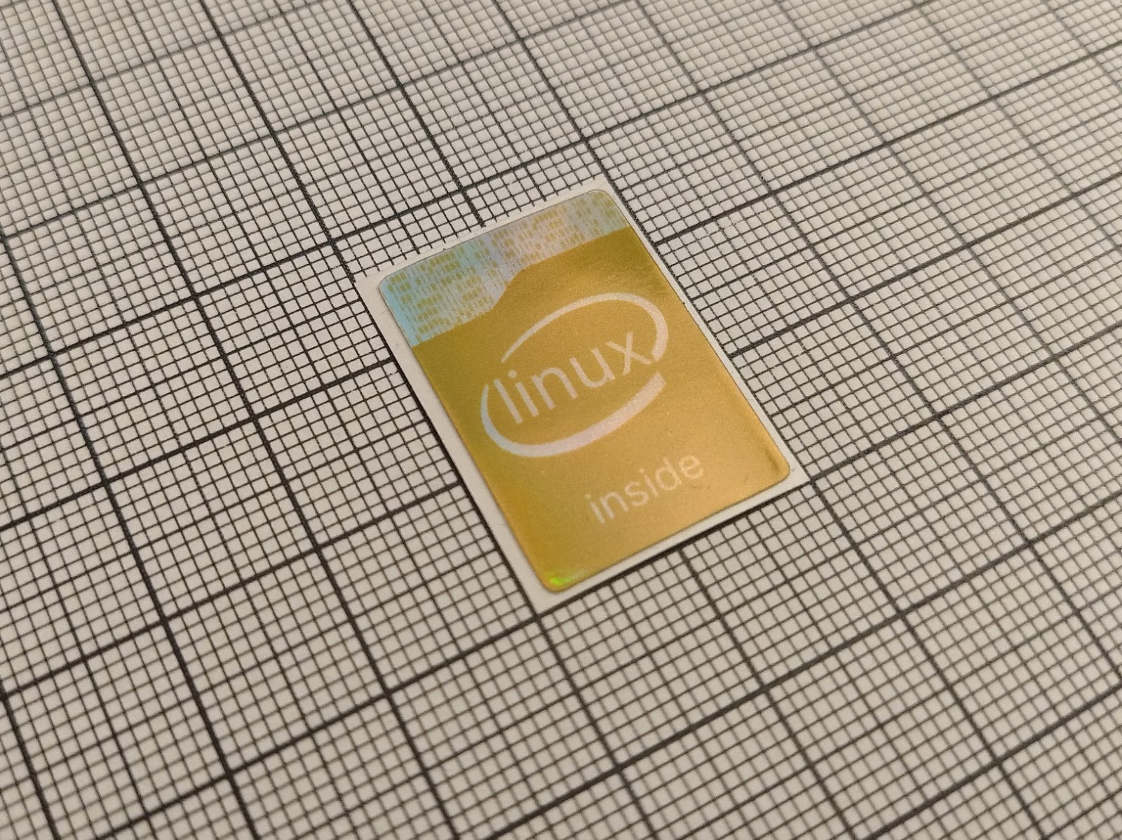 5 x Yellow Holographic Linux Inside Stickers For The Computer Case 18 x 25 mm