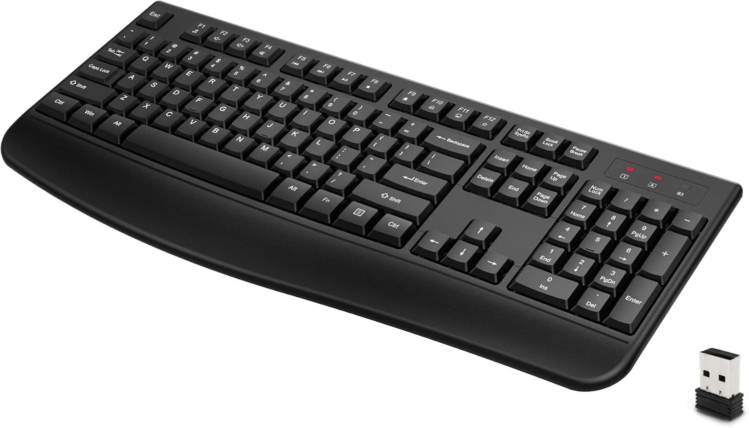 QUASIO Wireless Keyboard, 2.4G Full-Sized Ergonomic Wireless Computer Keyboard w