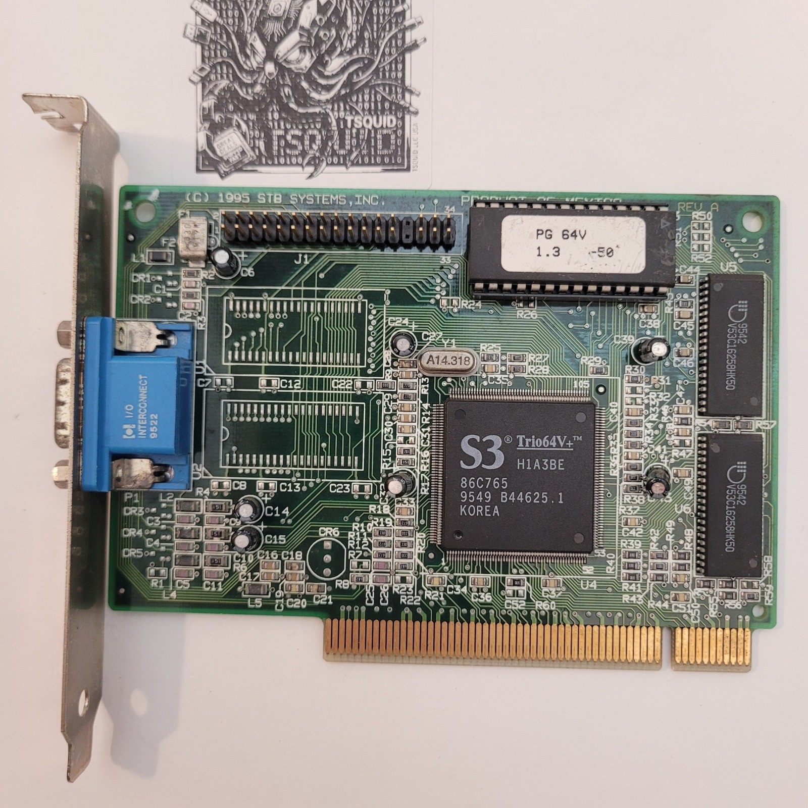 STB Systems S3 Trio64V+ Video Card PCI PowerGraph 64V 86C765 VGA Graphics