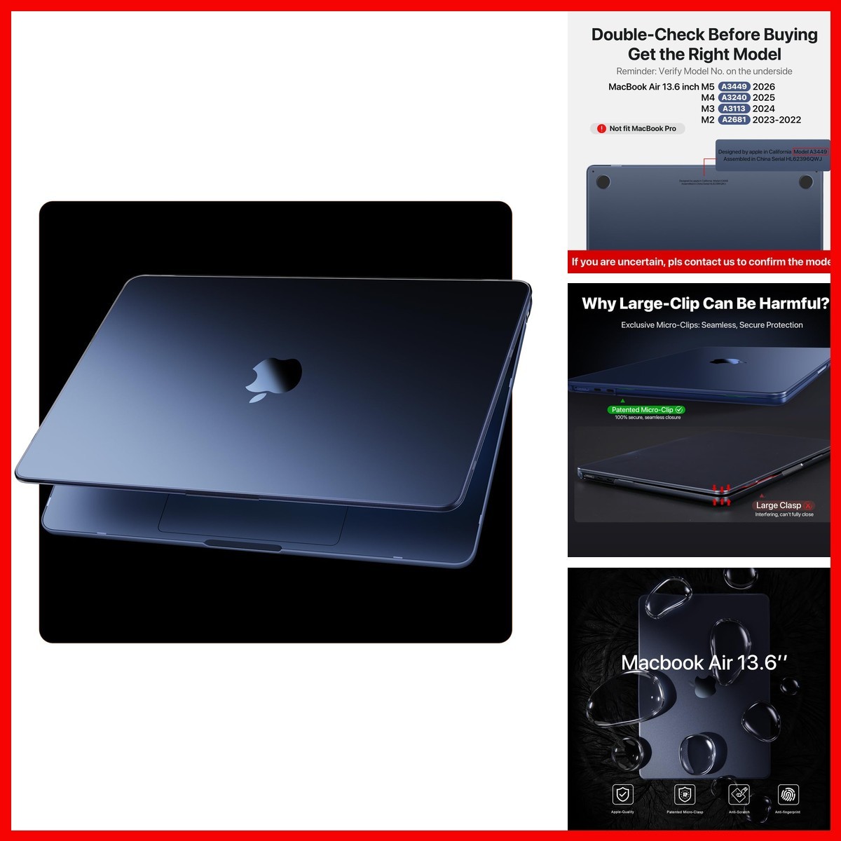 Soonjet for MacBook Air 13 inch Case M5 M4 M3 M2 2026-2022 Laptop Cover