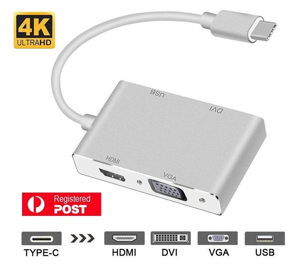 Type-C to DVI HDMI VGA USB 3.0 Adapter 4K HD For Samsung Galaxy Tab Active3 AU