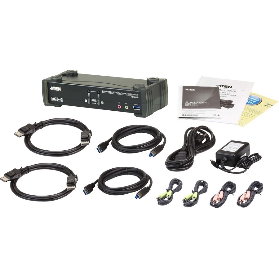 Aten 2-Port USB 3.0 4K DisplayPort MST KVMP Switch Cables Included