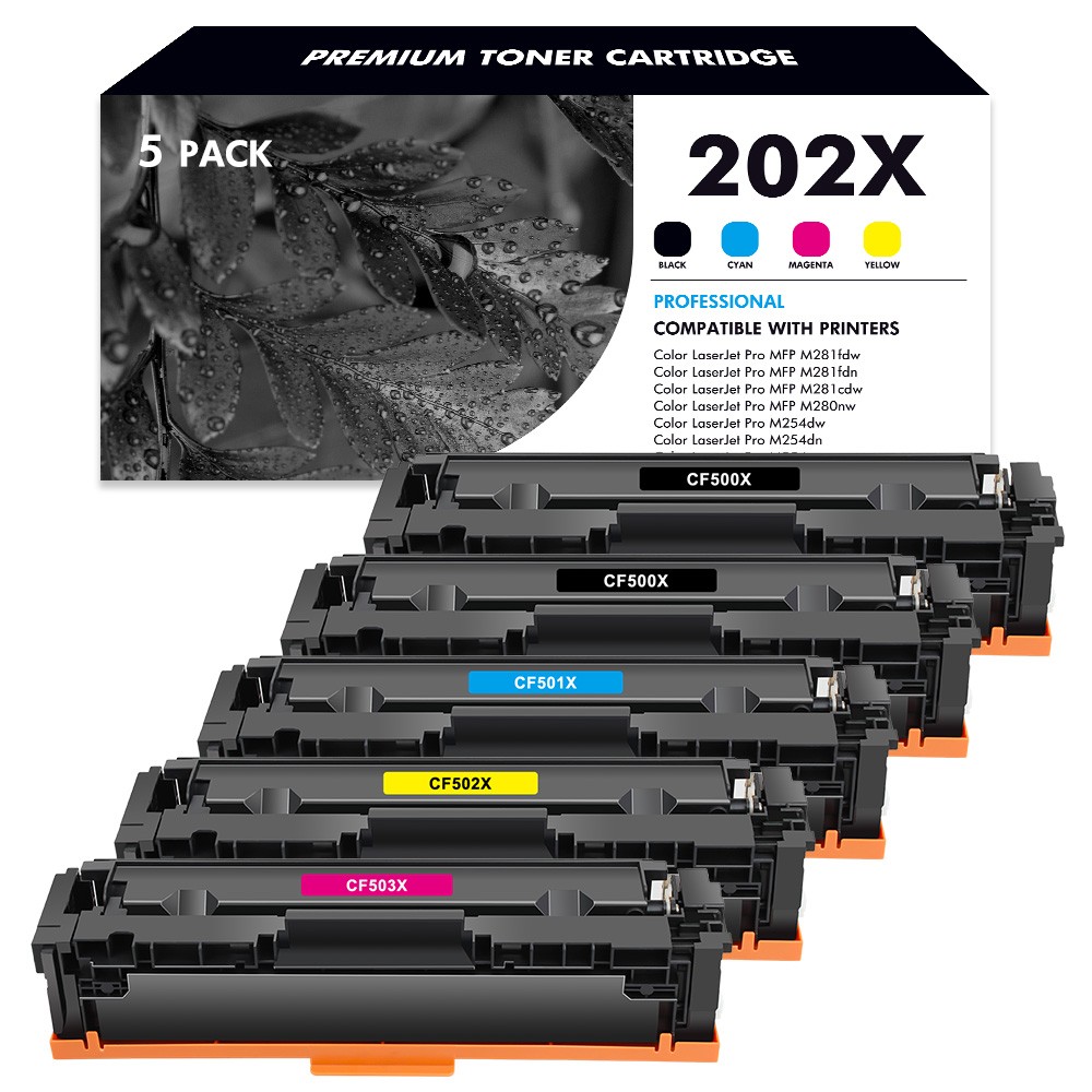 5PK CF500X 202X BCYM Toner Fits for HP LaserJet Pro MFP M281FDW M254DW M254DN