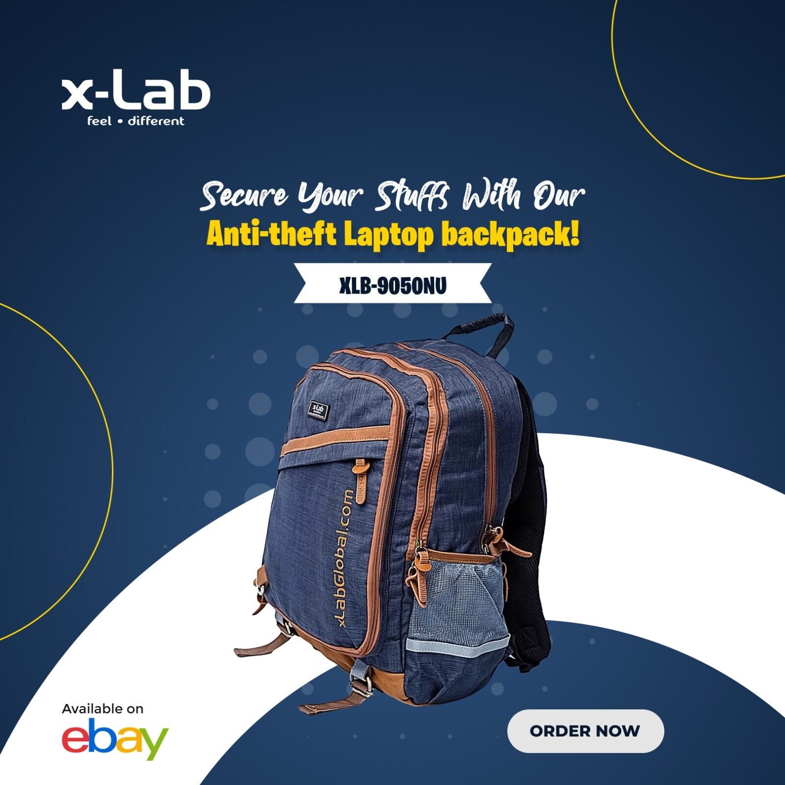 xLab Anti-theft,spacious, trendy, mesh padded, durable, AZO Free Laptop Backpack