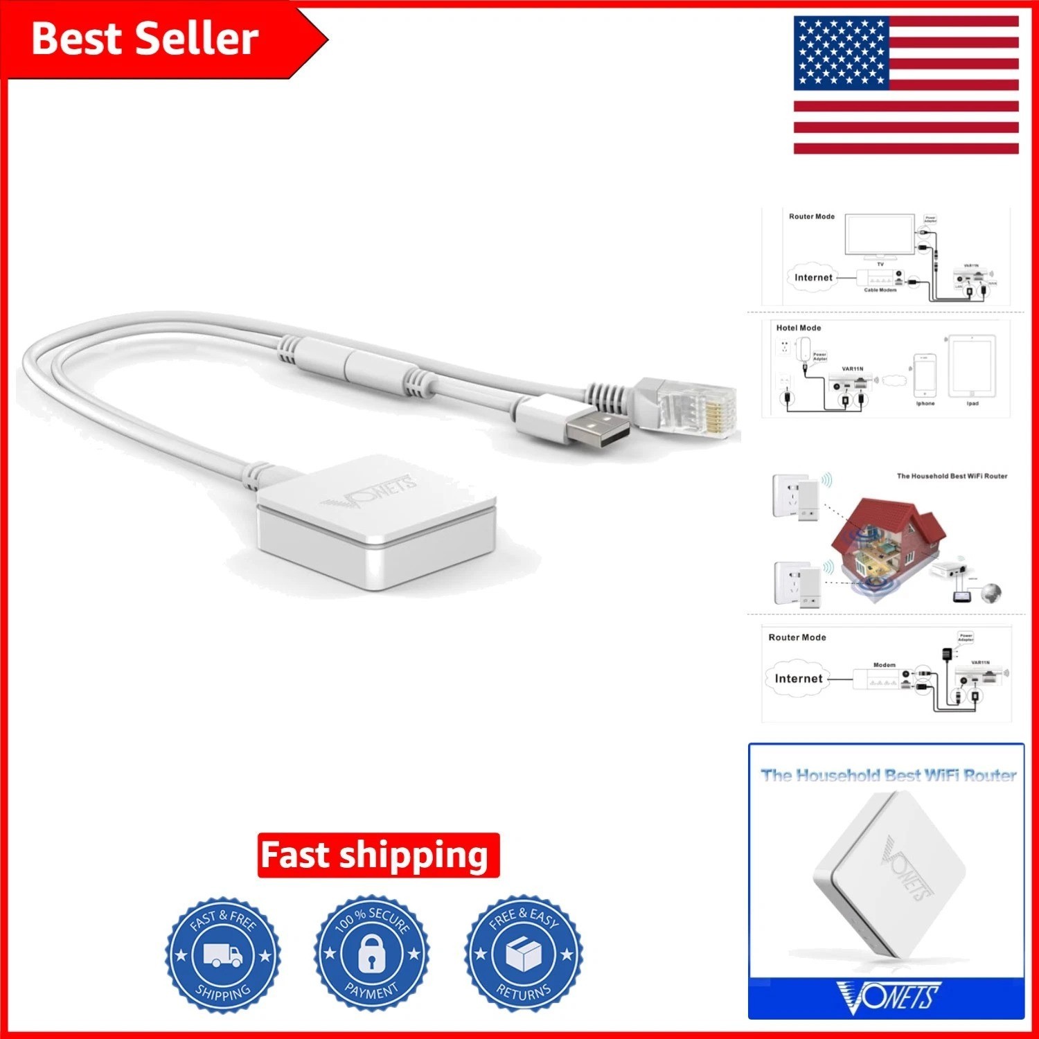 Multi-Function 300Mbps Mini Wifi Router: Bridge, Repeater & Hotspot All-in-One