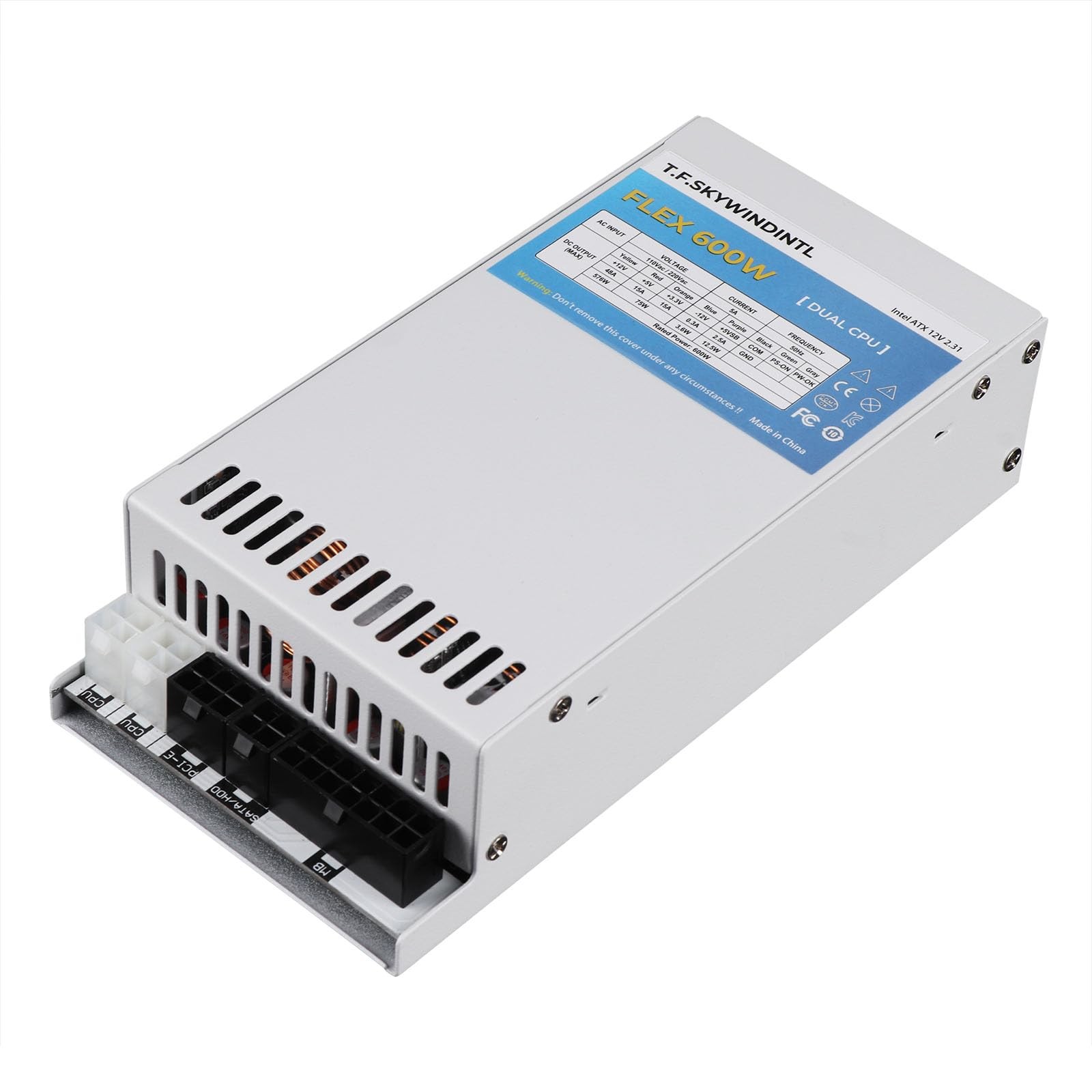 T.F.SKYWINDINTL Flex ATX Power Supply 600W Dual CPU Connector Modular PSU Full