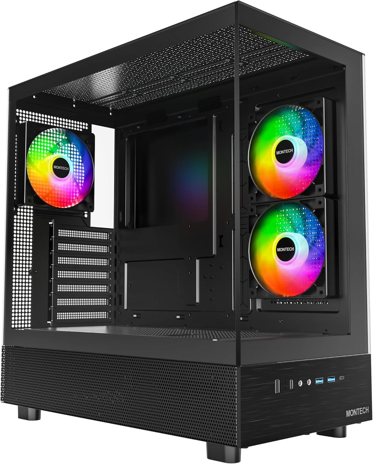 XR Panoramic ATX Gaming PC Case, Mid Tower, 3 ARGB PWM Fans, Black