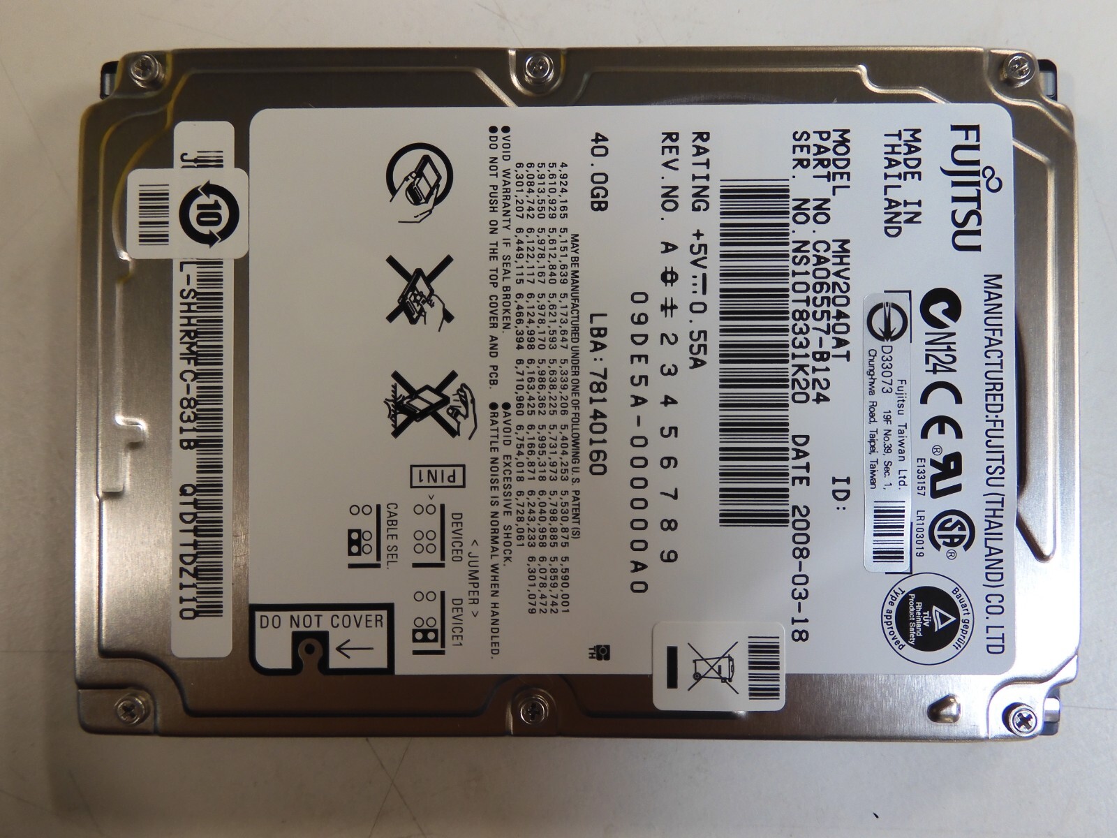 Fujitsu MHV2040AT 40GB 4.2K RPM 2.5" IDE 9.5mm Laptop Hard Disk Drive Brand NEW