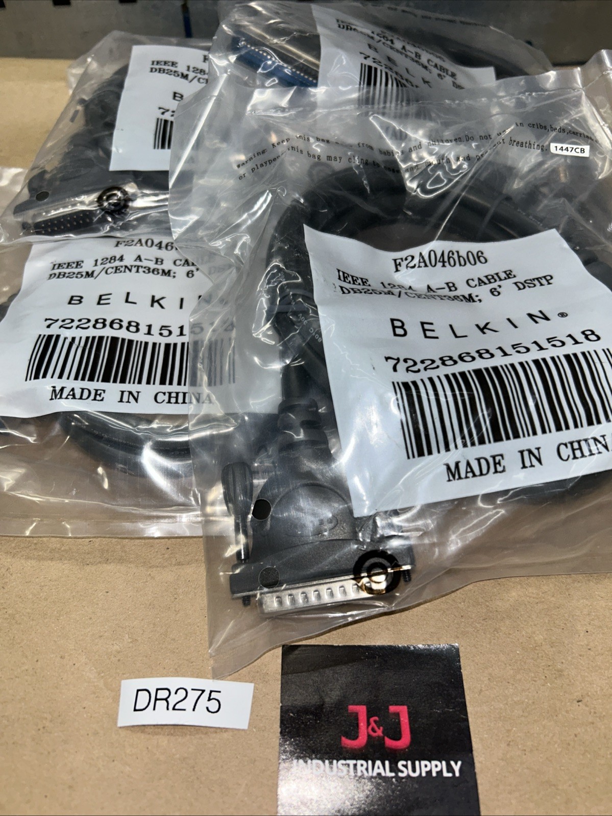 (4) BELKIN F2A046B06 PRINTER CABLE NEW IN SEALED BAG FAST SHIPPING + WARRANTY