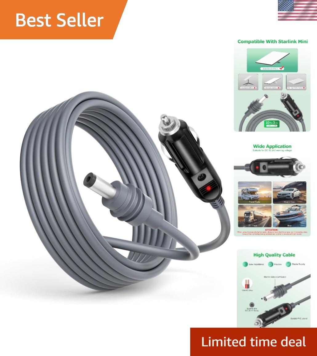 Durable 18AWG Starlink Mini DC Power Cord for Seamless Connectivity