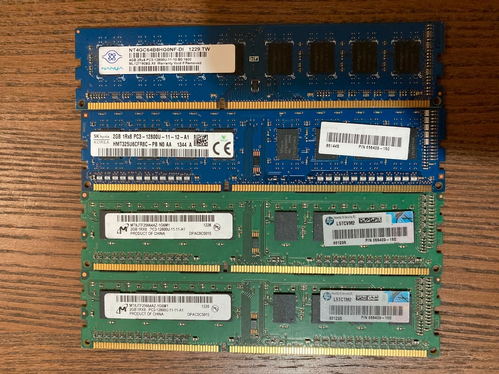 Various Desktop Memory DDR3 PC3-12800U Micron SK Hynix Nanya (TOTAL 10GB)