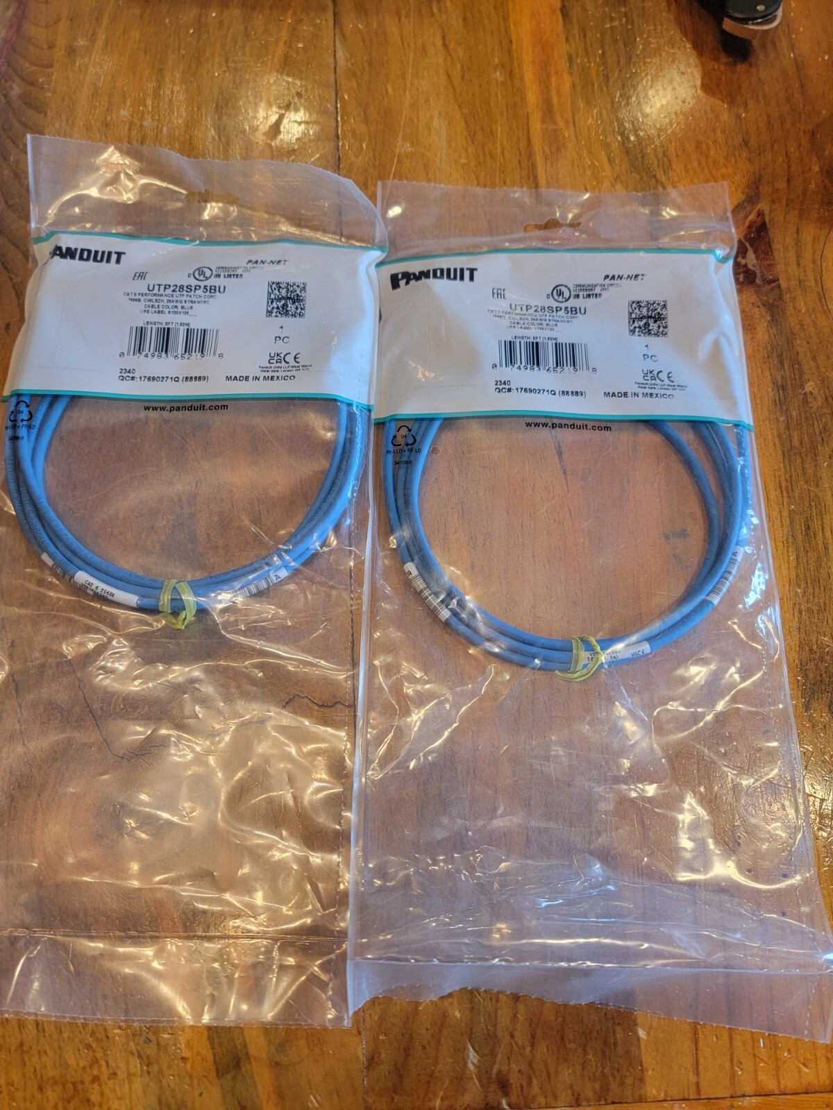 Panduit Cat.6 UTP Patch Network Cable UTP28SP5BU 2pk 