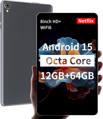 HAOVM 【2025 Android 15 Tablet M8 8 inch，8 core CPU, 12GB+64GB，2TB Gray