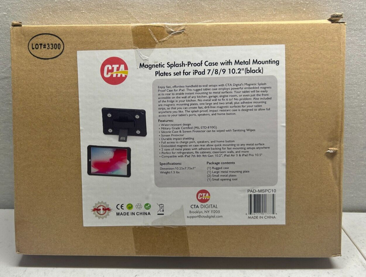 CTA MAGNETIC SPLASH PROOF CASE WITH METAL MOUNTING PLATES SET FOR IPAD 7/8/9 10