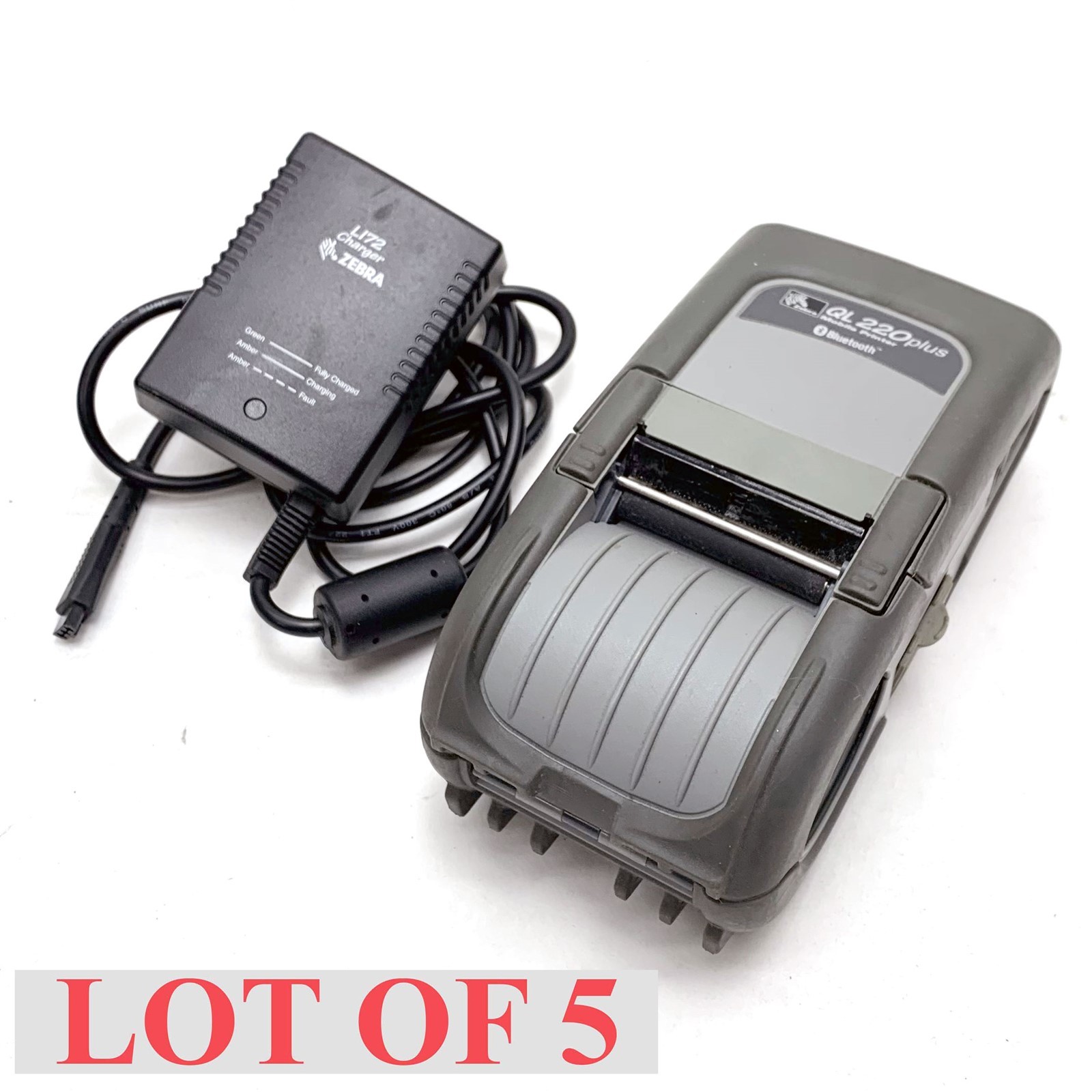 Zebra QL220 Plus Bluetooth Thermal Printer Wireless Mobile w/AC & Battery Lot 5