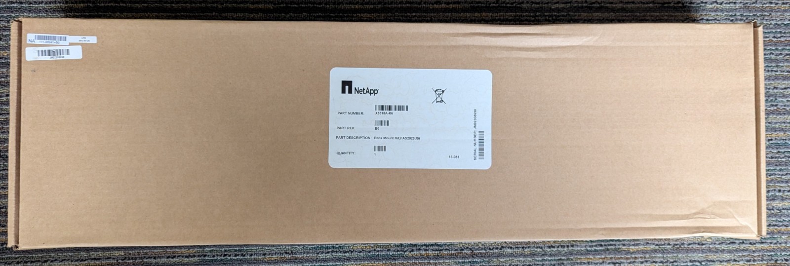 NetApp Rack Mount Kit Mount Hardware for FAS2020, X5518A-R6 Rev B0