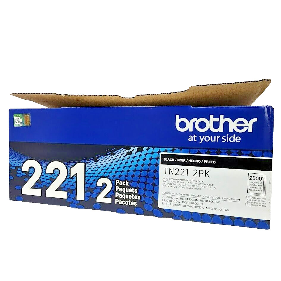 Brother Genuine Printer Toner Cartridge 221 (2 Pack) Twin Pack